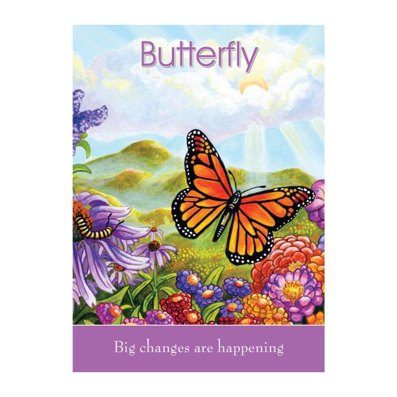 Butterfly design with flowers and text 'Big changes are happening' on a colorful background