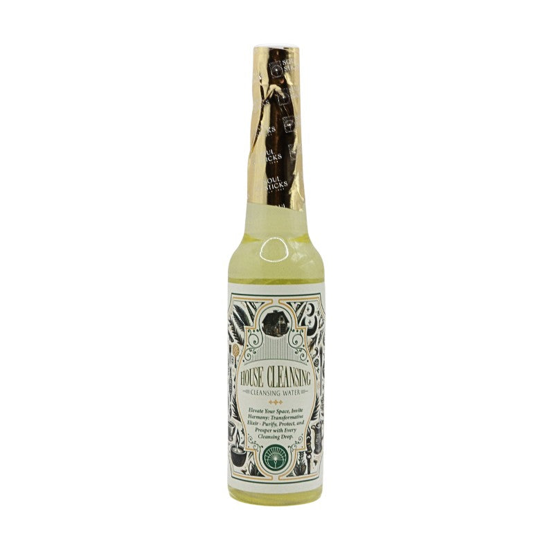 bottle of house cleansing water on a white background
