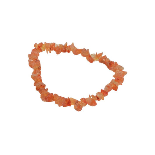 Orange carnelian crystal bracelet on a white background