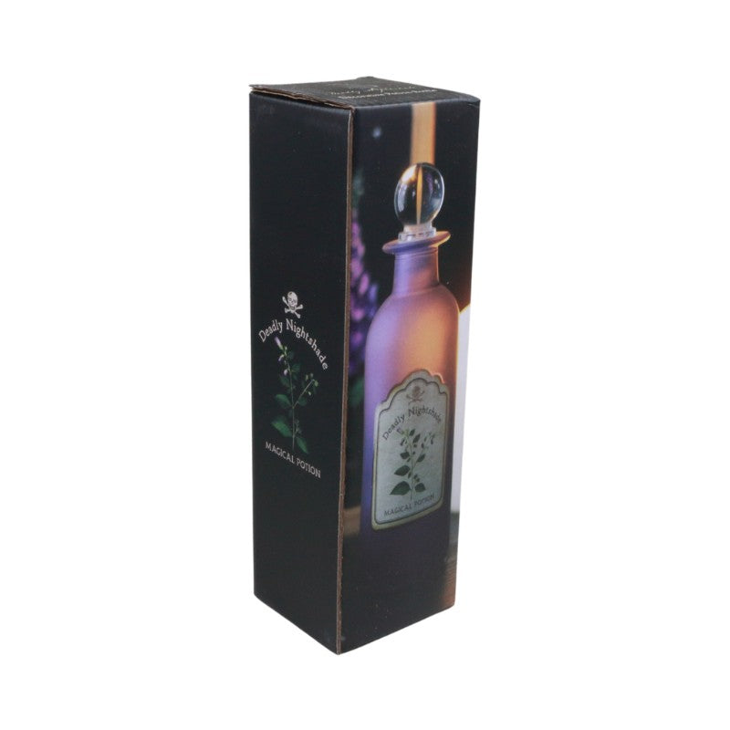 Box packaging of a bottle with a label on a white background