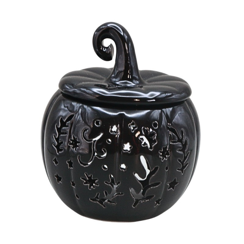 black pumpkin on white background