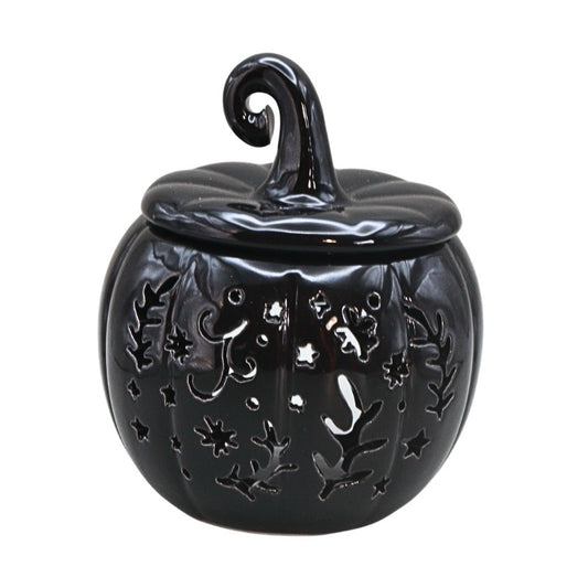 black pumpkin on white background