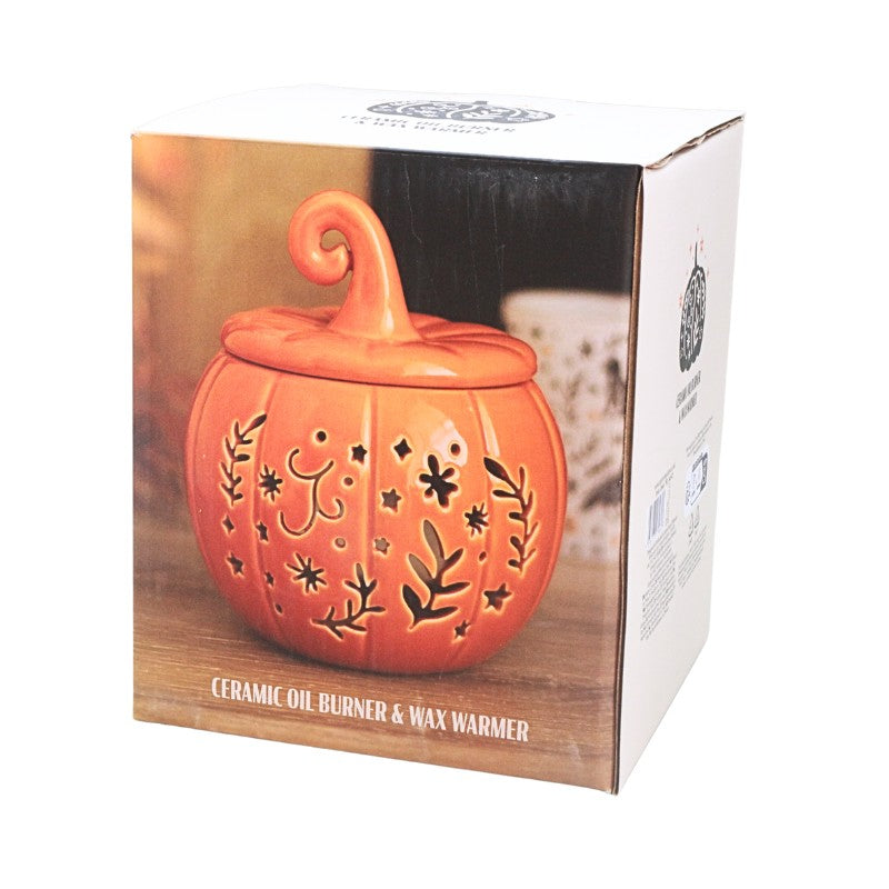 product packaging box featuring a orange ceramic pumpkin, on a white background