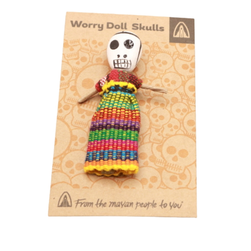 Guatemalan skull worry doll 
