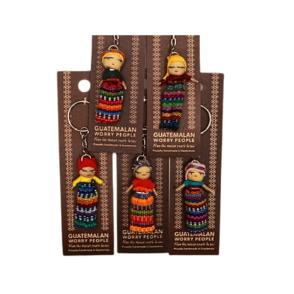 5 x guatemalan worry doll key rings