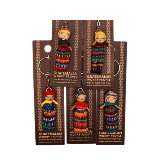5 x guatemalan worry doll key rings