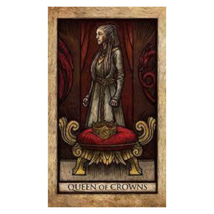 card from the house of the dragons tarot deck showing the queen of crowns