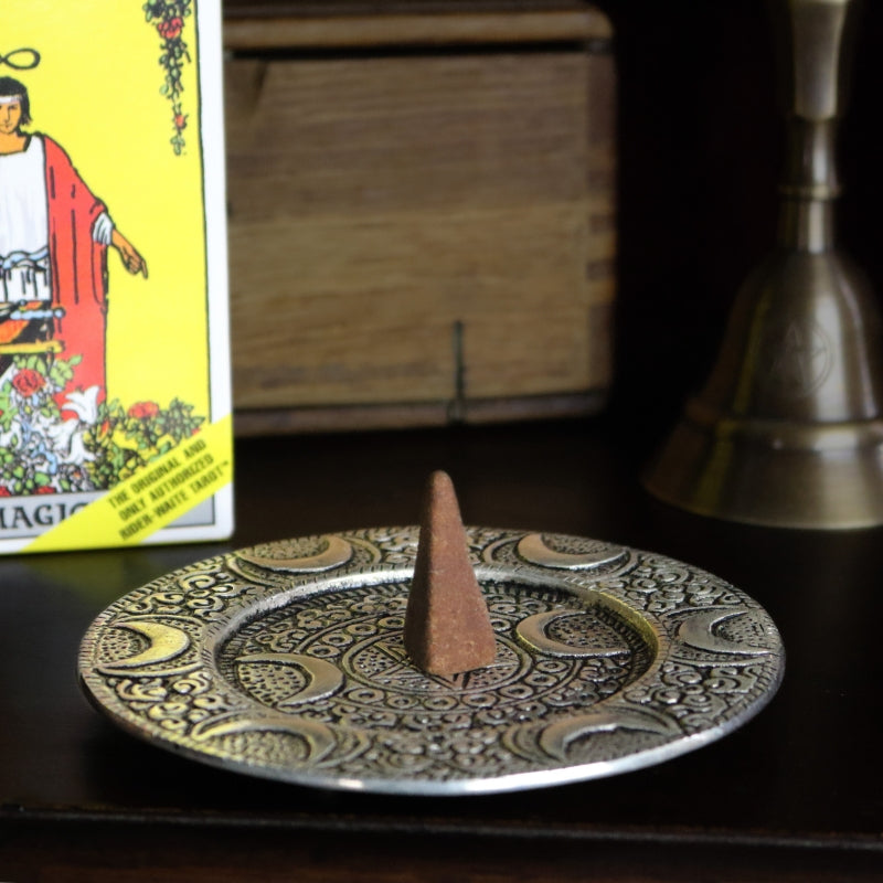 Triple Moon Pentacle Incense Stick & Incense Cone Holder