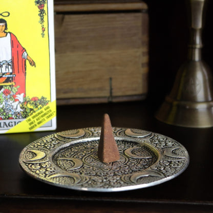 Triple Moon Pentacle Incense Stick & Incense Cone Holder