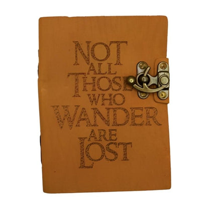 Distressed Leather Journal "Not All Those Who Wander Are Lost" 18 x 13cm