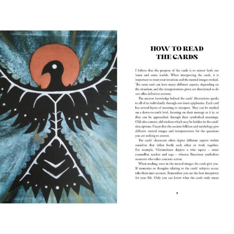 page from the guidebook for Mythologia Fennica Tarot 