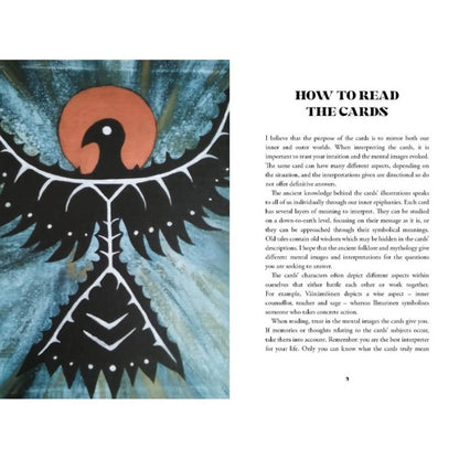 page from the guidebook for Mythologia Fennica Tarot 
