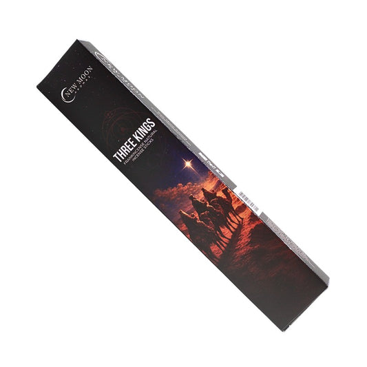 Incense stick box with 'Three Kings' design on a white background