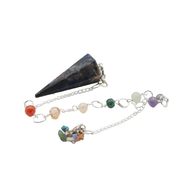 Pendulum with colorful beads on a white background