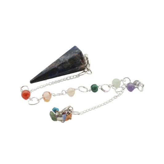 Pendulum with colorful beads on a white background