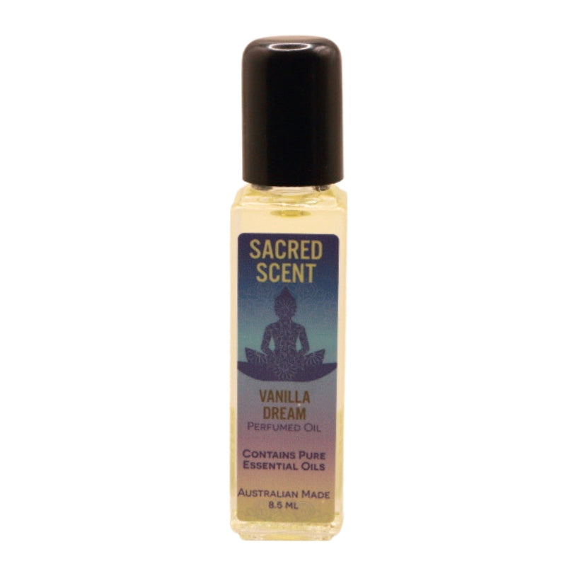 Rectangular glass bottle of Sacred Scents Perfume Oil 