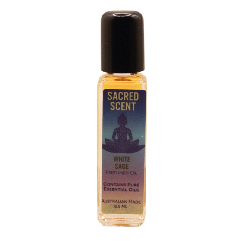 Rectangular glass bottle of Sacred Scents Perfume Oil 