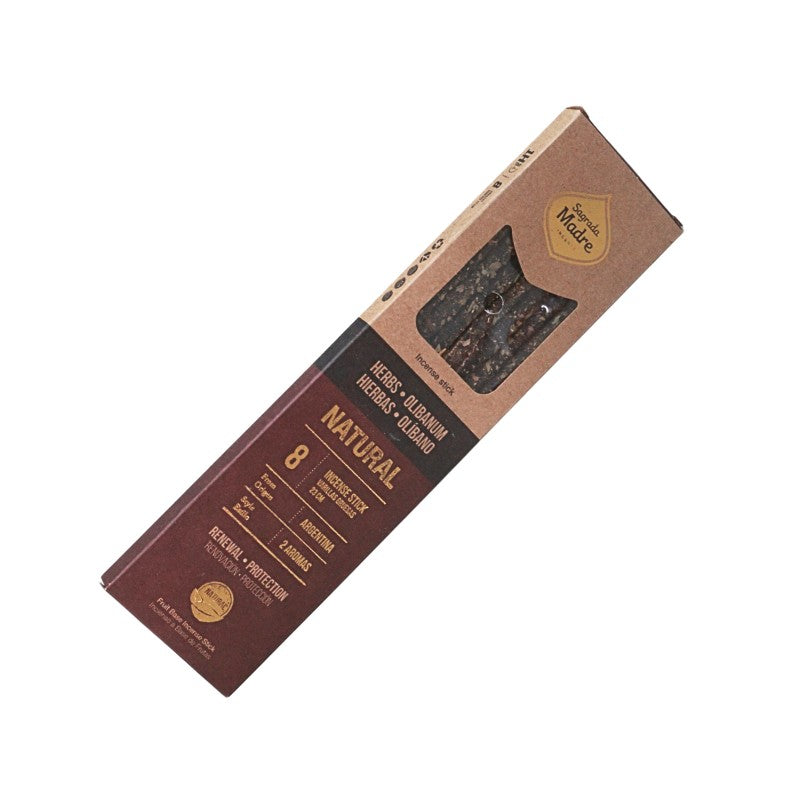 Box of natural incense  product with brand logo on a white background
