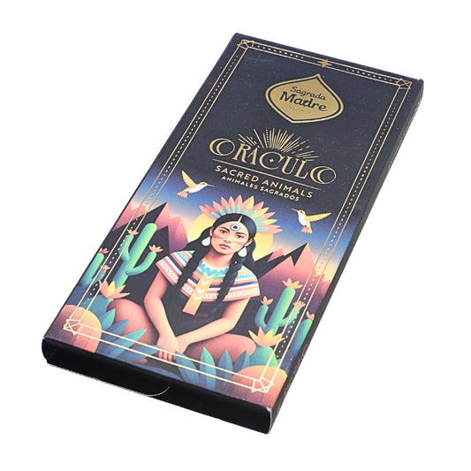 incense  packaging with a colorful illustration of a woman and nature elements on a white background