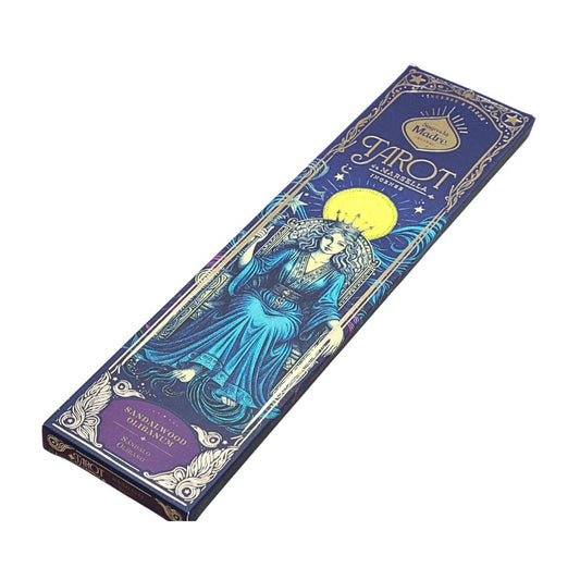 Tarot incense box with a woman and moon design on a white background