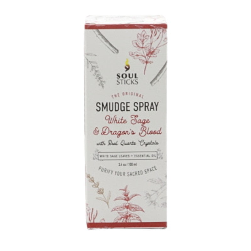bottle of white sage and dragon's blood room spray in box