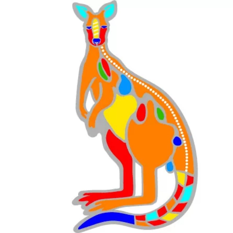 colourful window sticker of a kangaroo