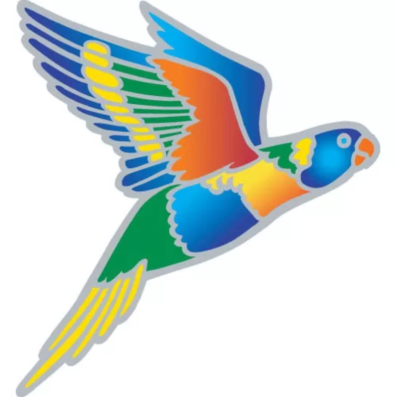 colourful window sticker of a rainbow lorikeet