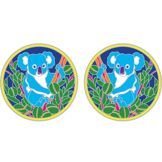2 sunlight window stickers showing a koala in a tree