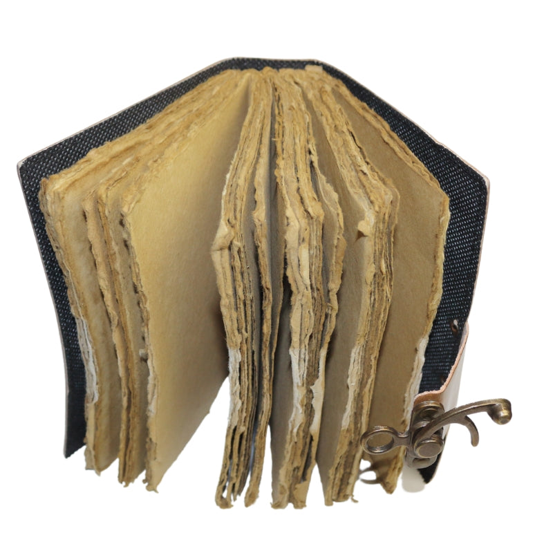 Inside the tree of life journal, showing the plain "antiqued" pages 