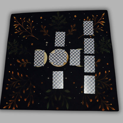 celtic cross spread laid out on a tarot cloth