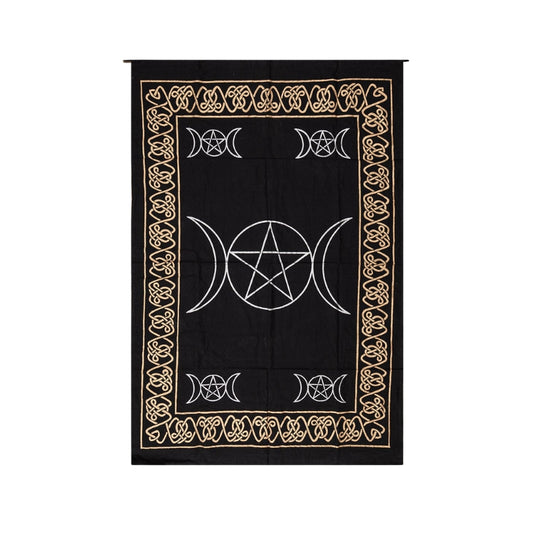 Triple Moon Pentacle Cotton Altar Cloth 75cm x 115cm