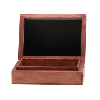 carved wooden box showing the inside