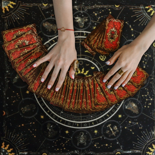 Wheel of the Zodiac Astrology Tarot Cloth- Black- 49cm