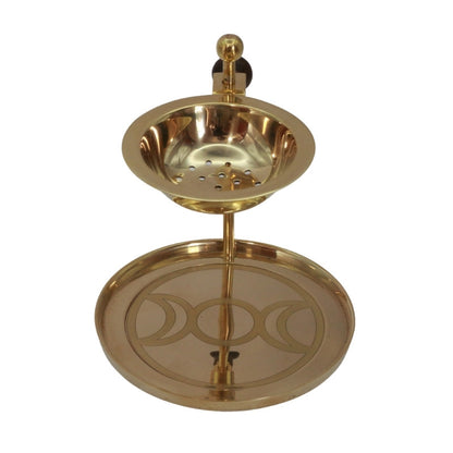 Adjustable Brass Tealight Resin Incense Burner-Triple Moon