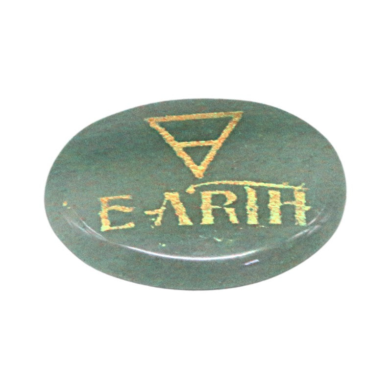 Green stone with 'EARTH' and a triangle symbol on a white background