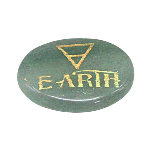 Green stone with 'EARTH' and a triangle symbol on a white background