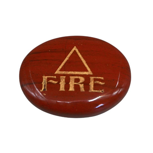 crystal stone with 'FIRE' and a triangle symbol on a white background
