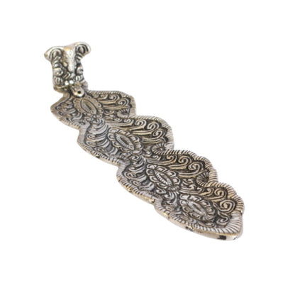 Aluminium Leaf Incense Stick Holder/ Ash Catcher With Ganesh