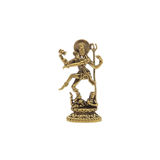 Gold-colored Brass  statue of the deity Shiva on a white background