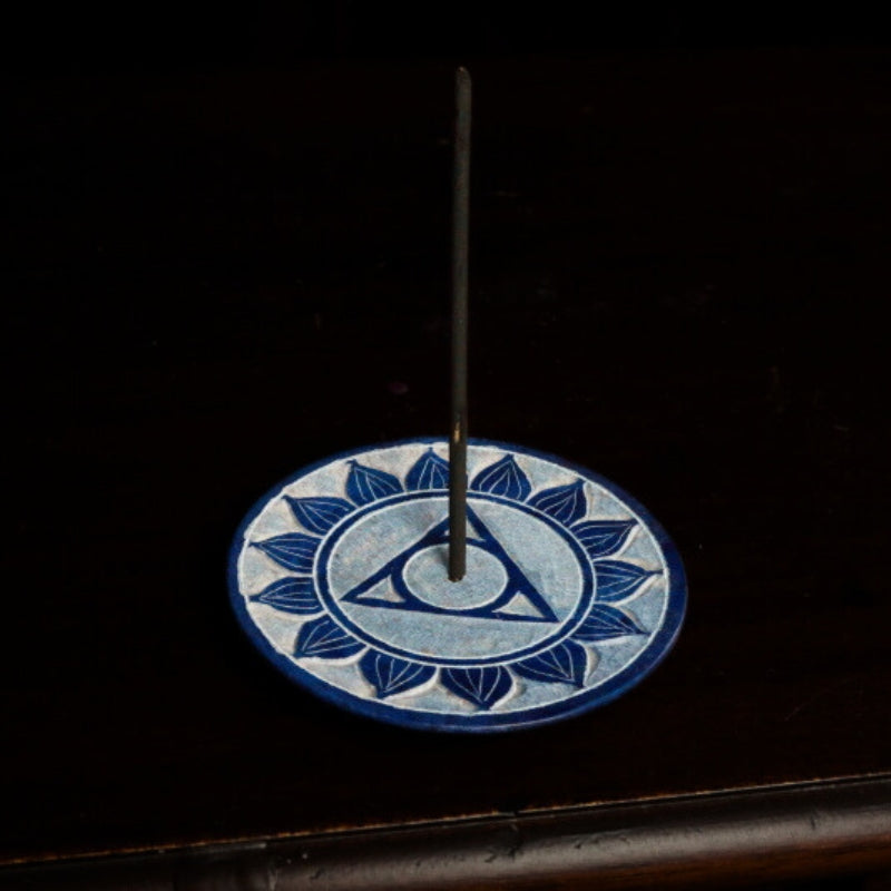 8cm Round  Soapstone Chakra Incense Holder