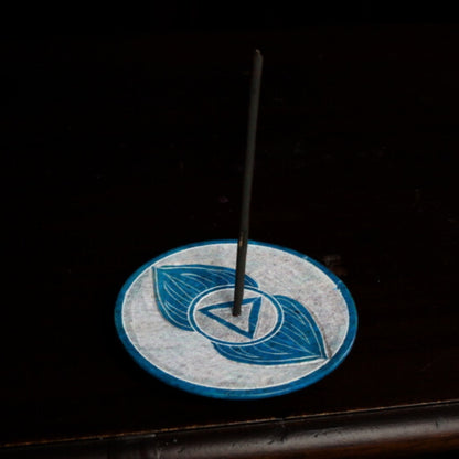 8cm Round  Soapstone Chakra Incense Holder