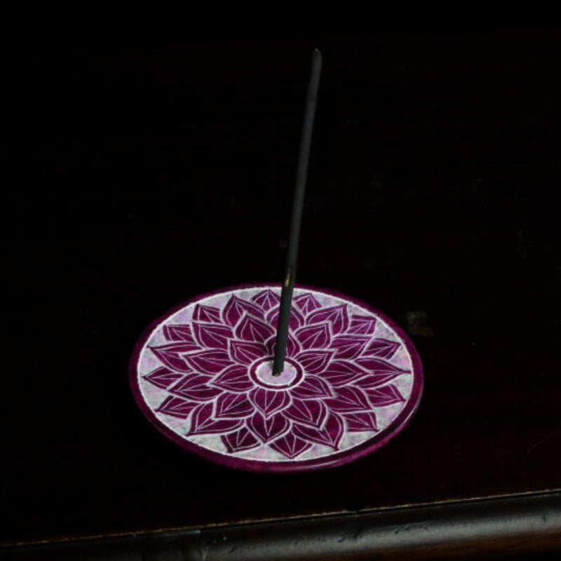 8cm Round  Soapstone Chakra Incense Holder