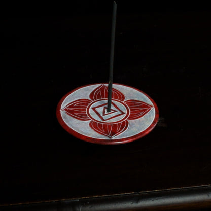 8cm Round  Soapstone Chakra Incense Holder
