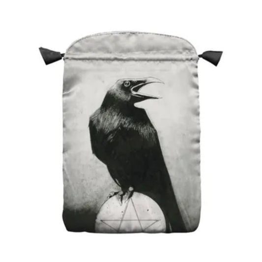 Satin tarot Bag printed with crows design