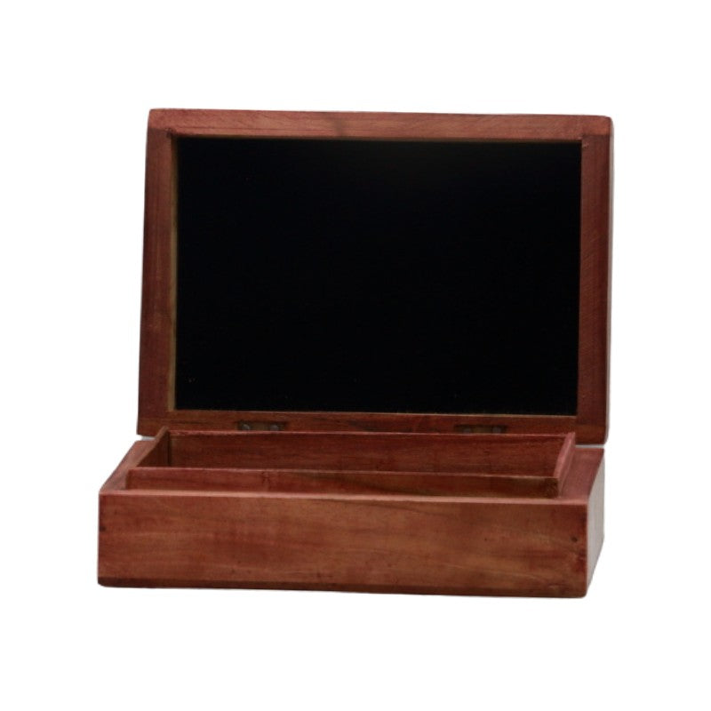 inside of a wooden box
