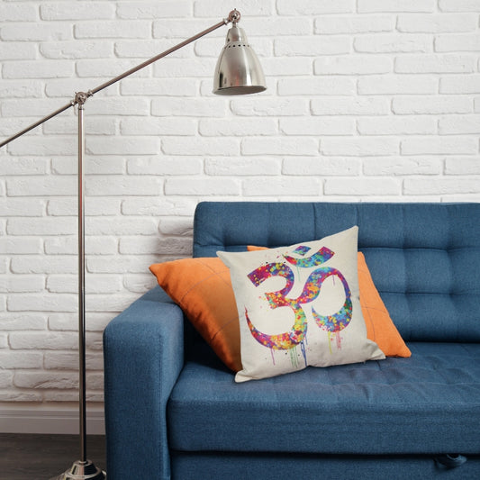 Rainbow Namaste Om Watercolour Printed Zen Yoga inspired Cushion Cover 45cm x 45cm