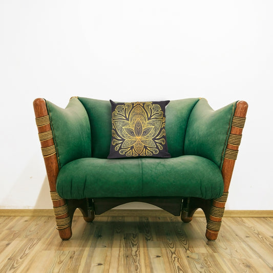 Floral Mandala Gold Printed Zen Yoga inspired Cushion Cover 45cm x 45cm