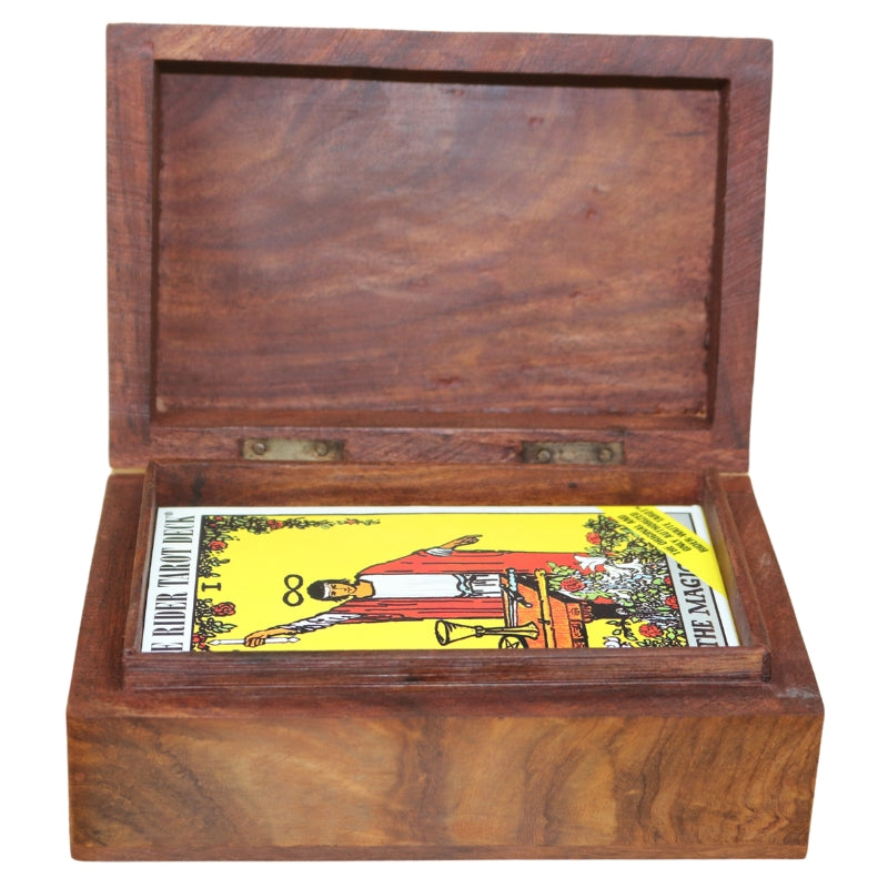 Pentagram Wood Tarot Box for Tarot Cards, Stones, Jewellery & Crystals