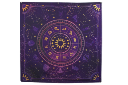Purple Tarot Cloth/ Altar Cloth/ Wheel of the Zodiac Astrology Wall Hanging